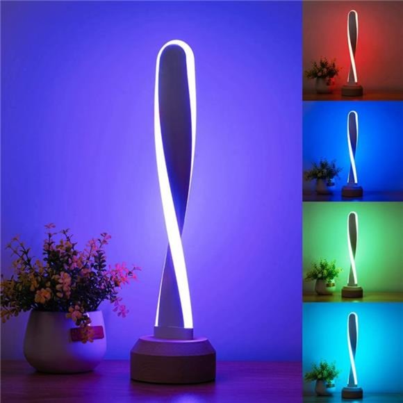 Modern Desk Light RGB Wood Table/ Bedside Lamp 7 Color-Changing Lamp Night Light - Picture 1 of 5